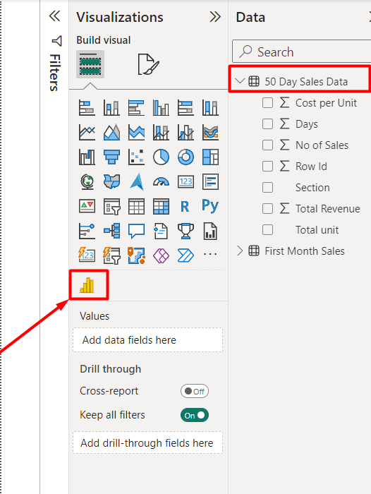 6 click on the histogram icon