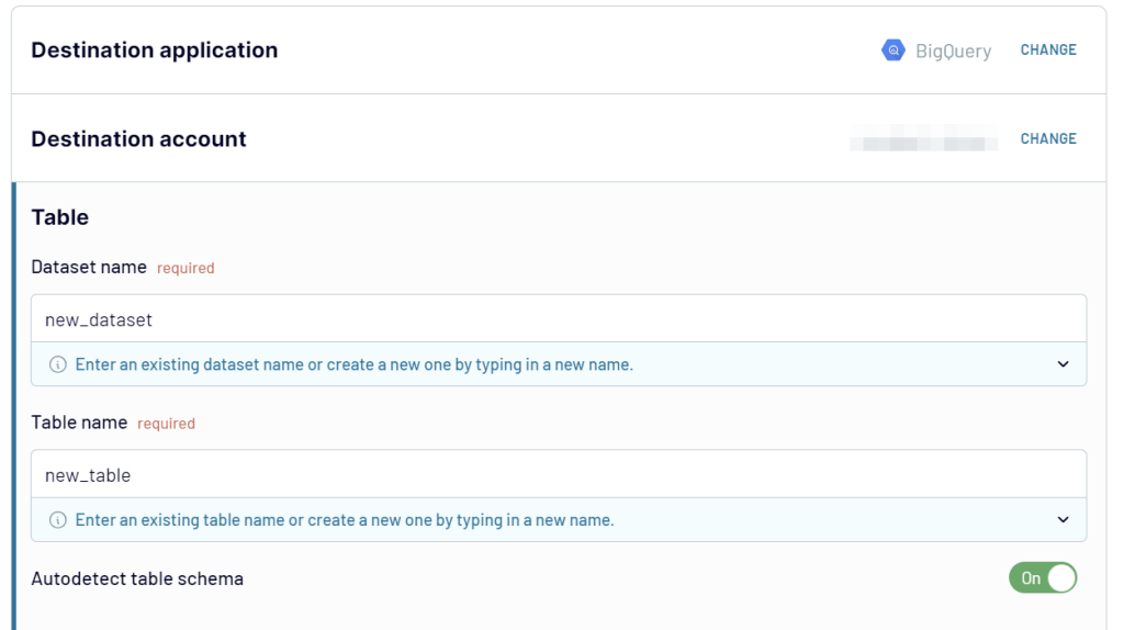 bigquery destination