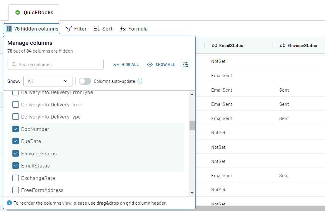 quickbooks transformar datos
