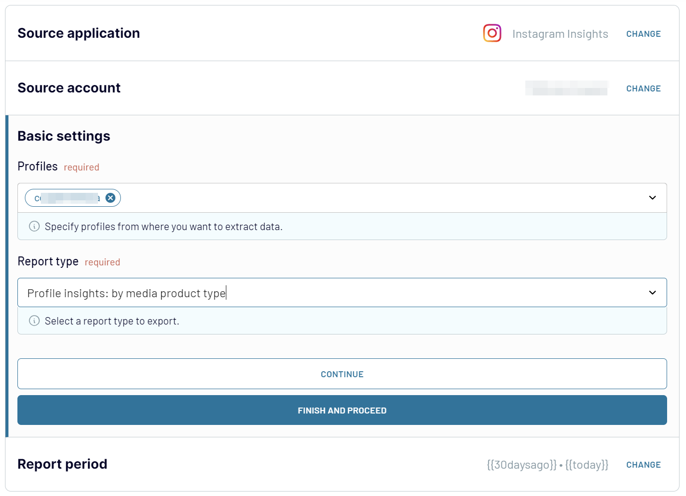 Vista previa de los datos de Instagram Insights