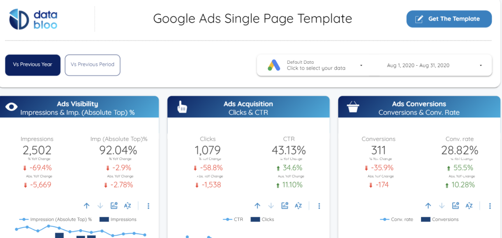 Google Ads Single Page template by Data Bloo