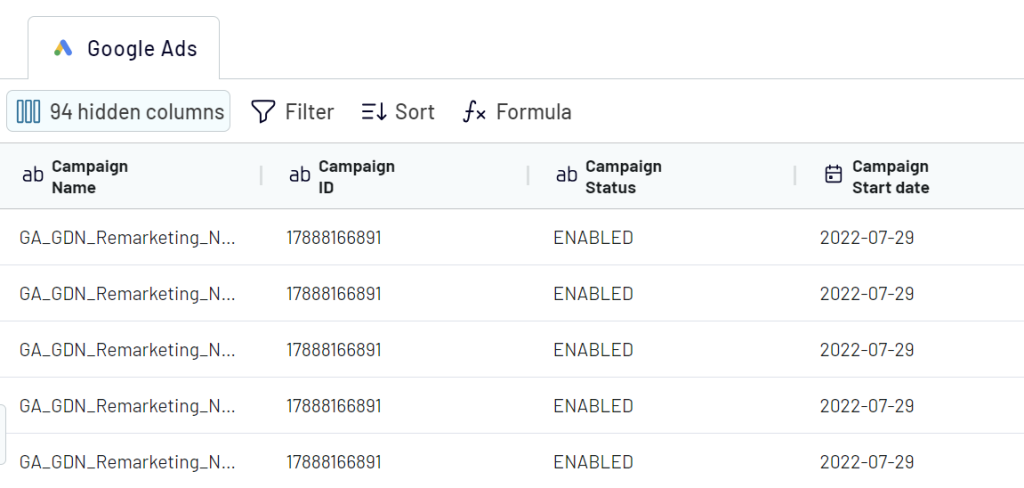 Google Ads to Looker Studio transform