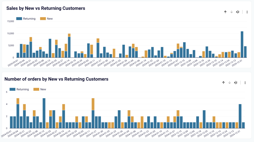 Shopify dashboard new vs returning customers