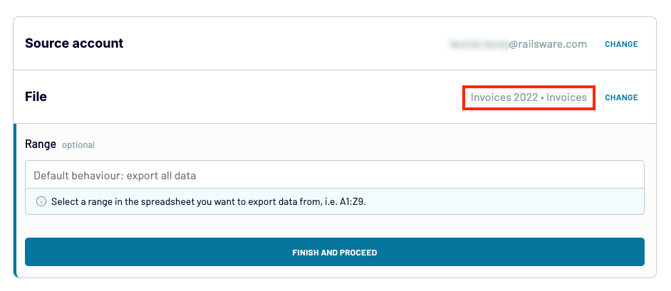Step one to append data with Coupler.io for google importrange tutorial
