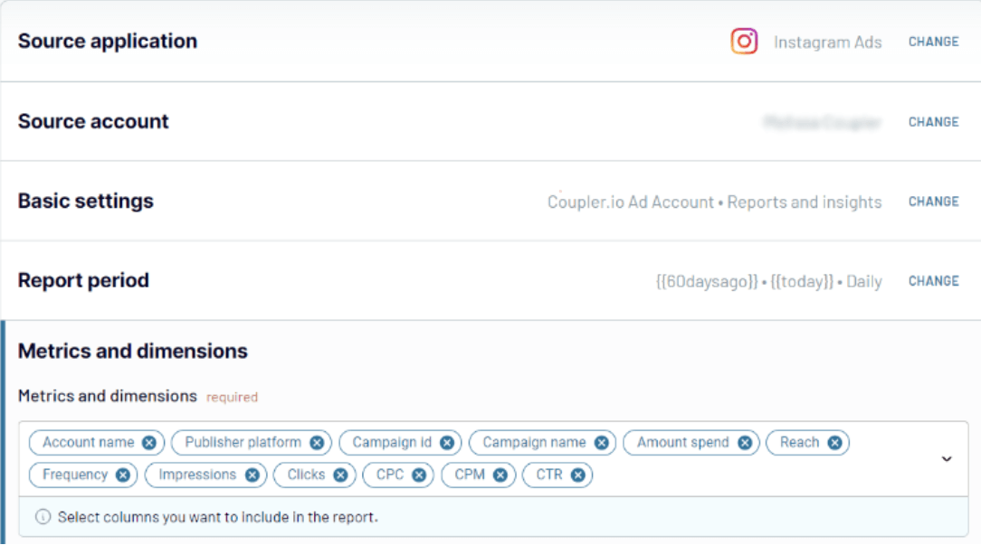 coupler.io análisis de datos de Instagram Ads