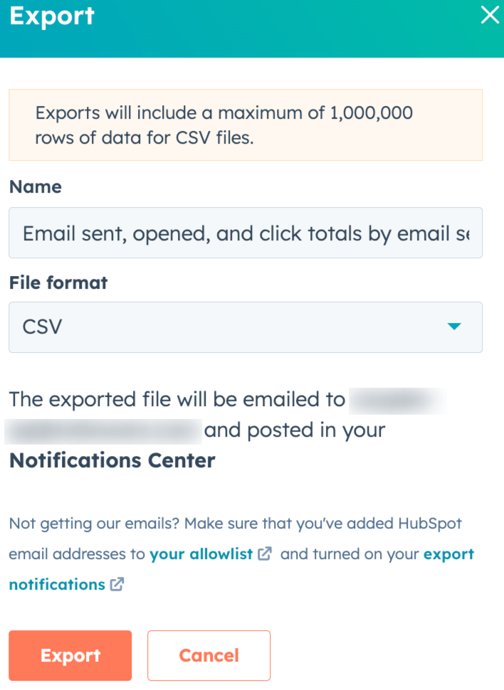 14. Exporting a HubSpot email report as a CSV file