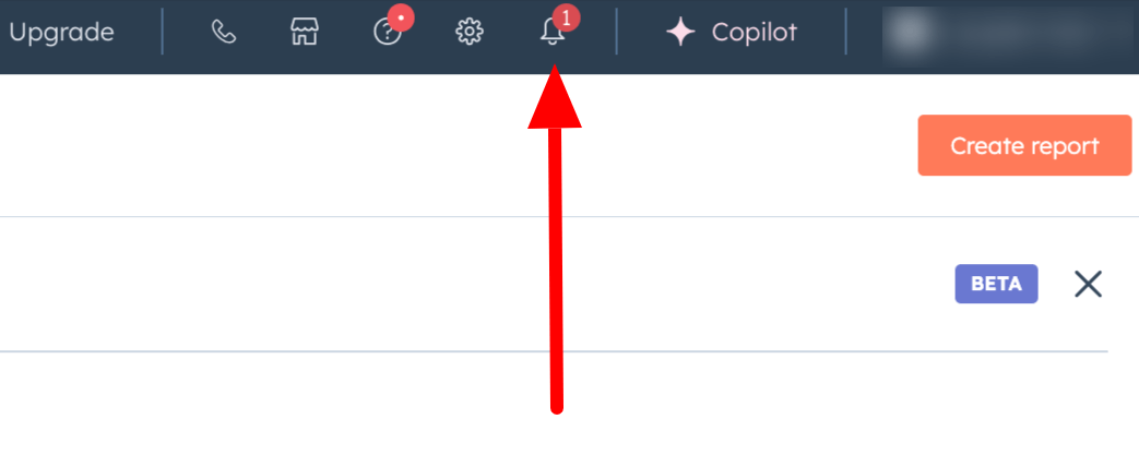 15. Navigating to the notifications to download your HubSpot email report