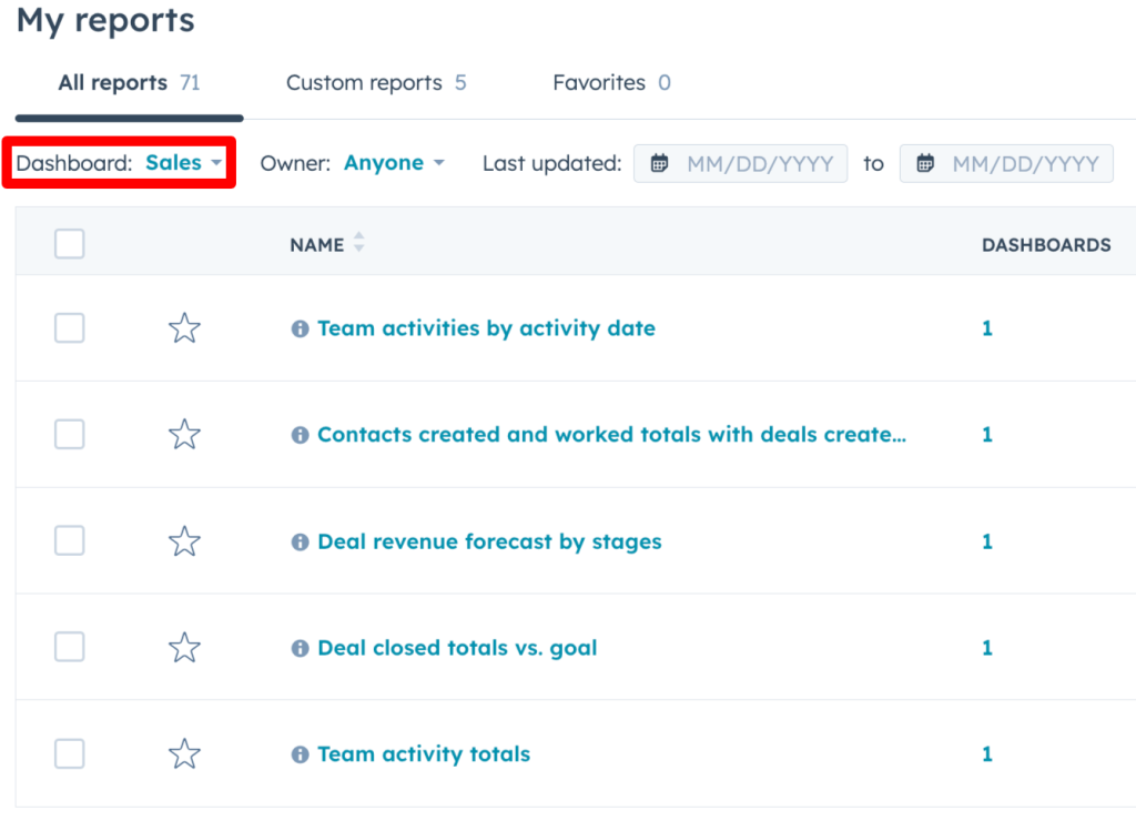 16. Filtering down HubSpot reports to Sales