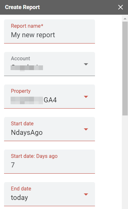 2.3ga4 reports builder create new report parameters
