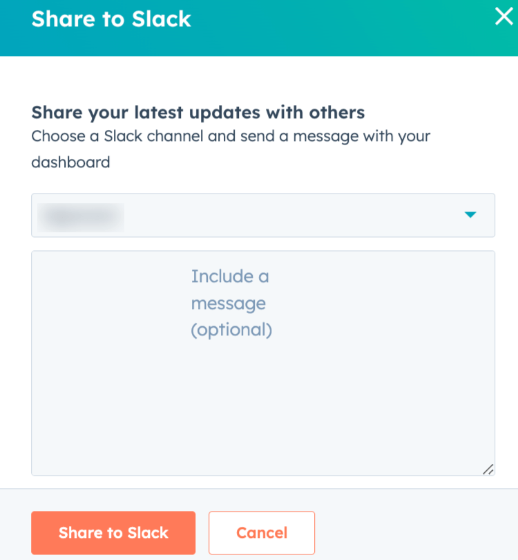 24. Setting up the process of sharing a HubSpot sales dashboard to Slack
