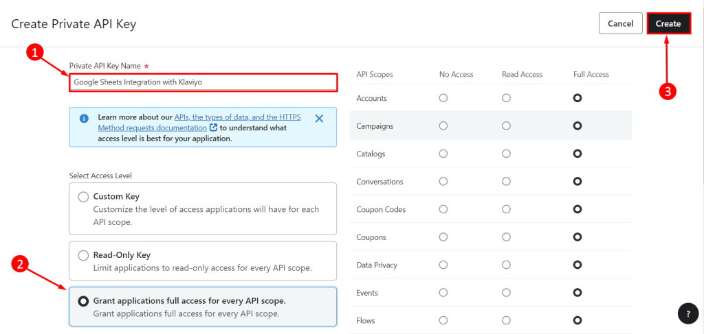 3 create private api key 1