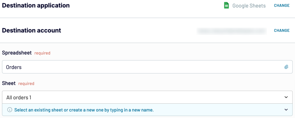 3. Setting up Google Sheets as the destination for Stripe data with Coupler.io