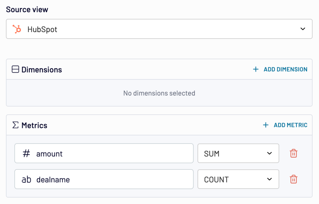 3. Summing the deal amounts and counting the number of deals based on HubSpot data with Coupler.io