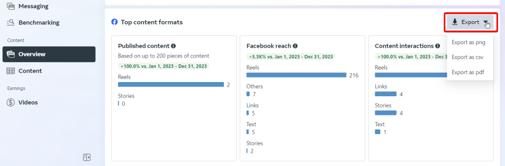 3.4 facebook page content data export