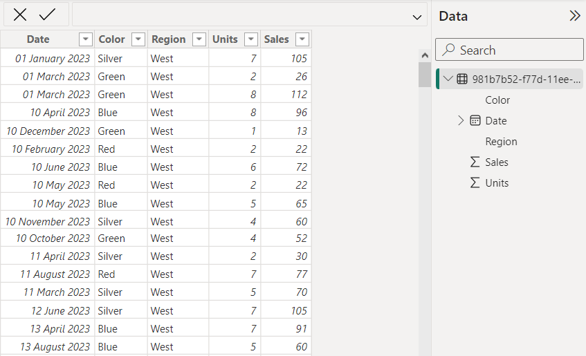 5 data imported into power bi