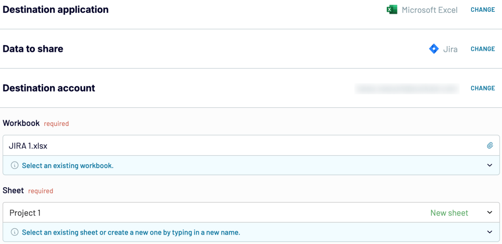 5. Setting up Excel as the destination for your Jira data with Coupler.io