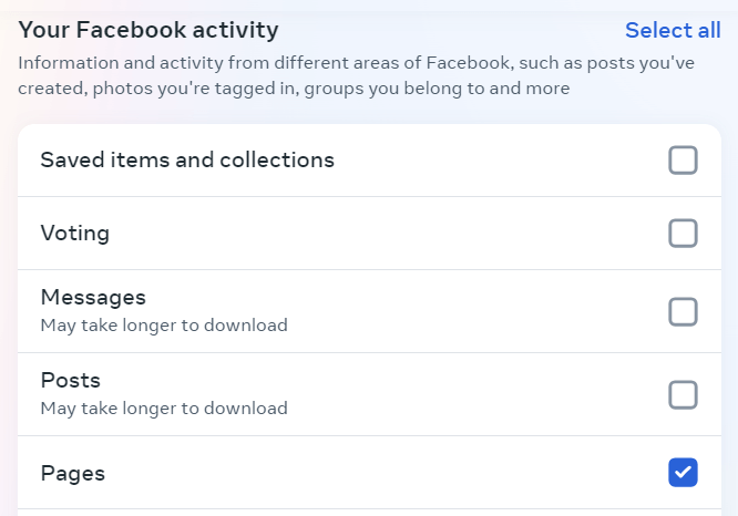 5.2.5 facebook personal data pages