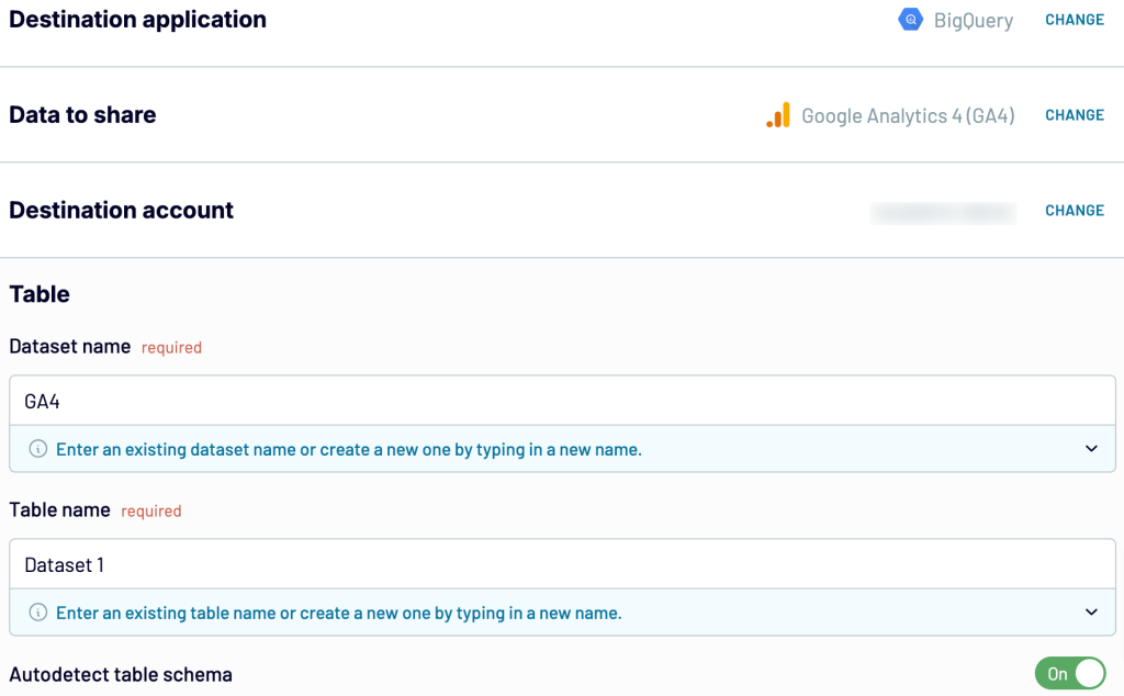 6. Destination settings