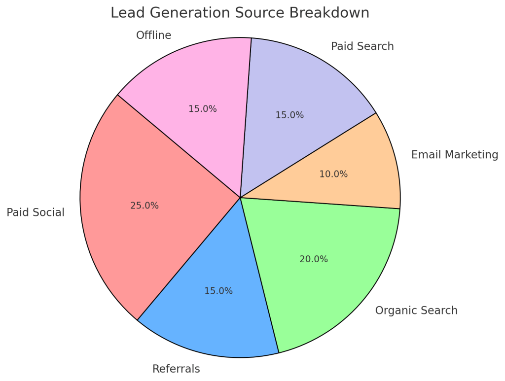 6. Pie chart for lead sources