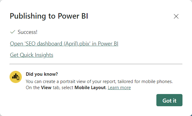 6.4publish power bi report online