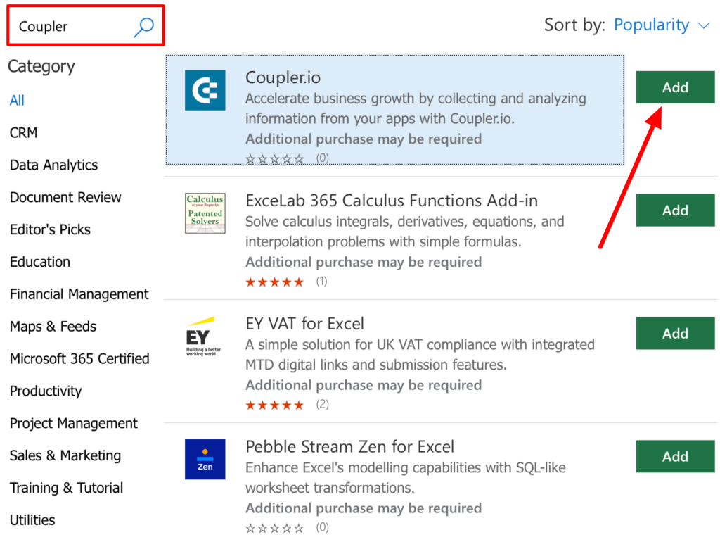 7.2. Installing the Coupler.io add in for Excel
