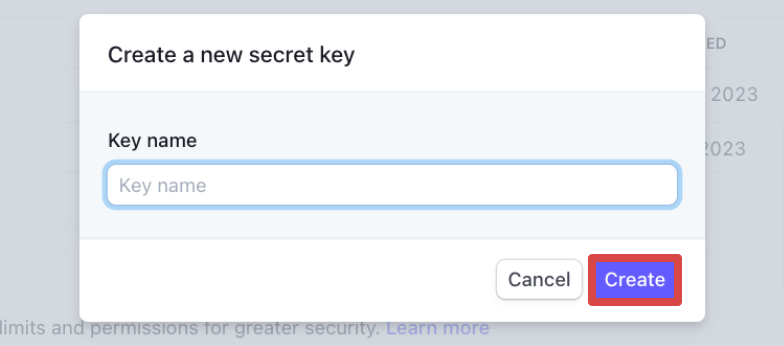 9. Typing in the Stripe secret key name