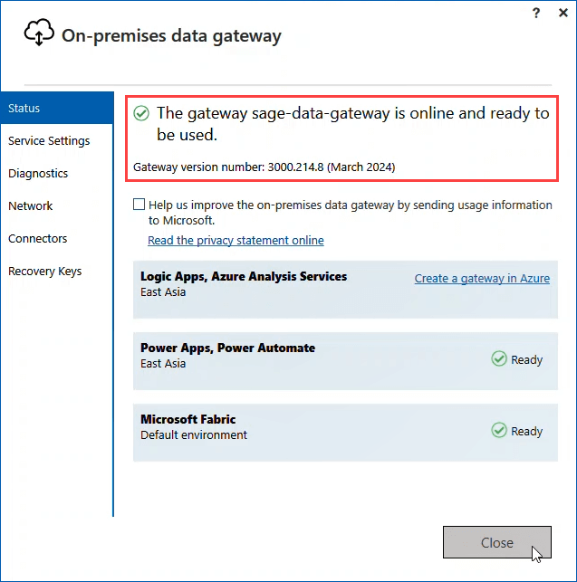 Figure 6.7. The gateway is online and ready