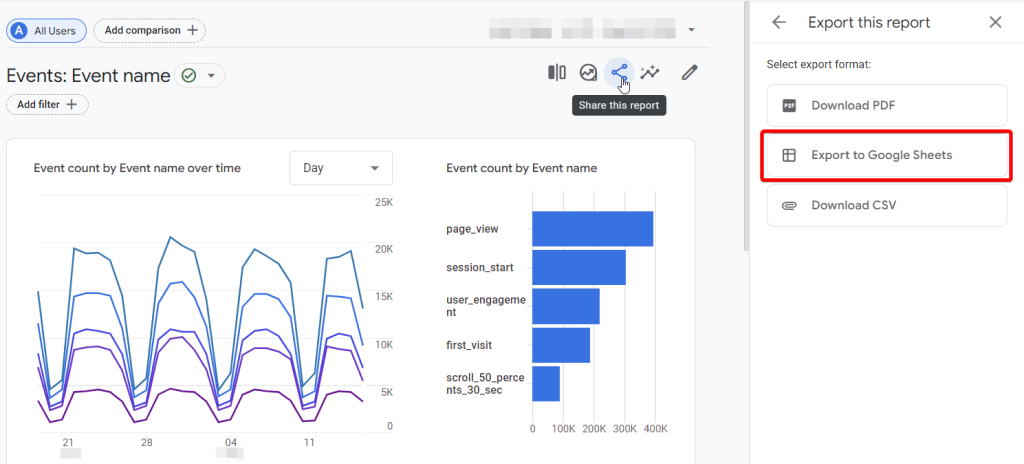 export google analytics report google sheets