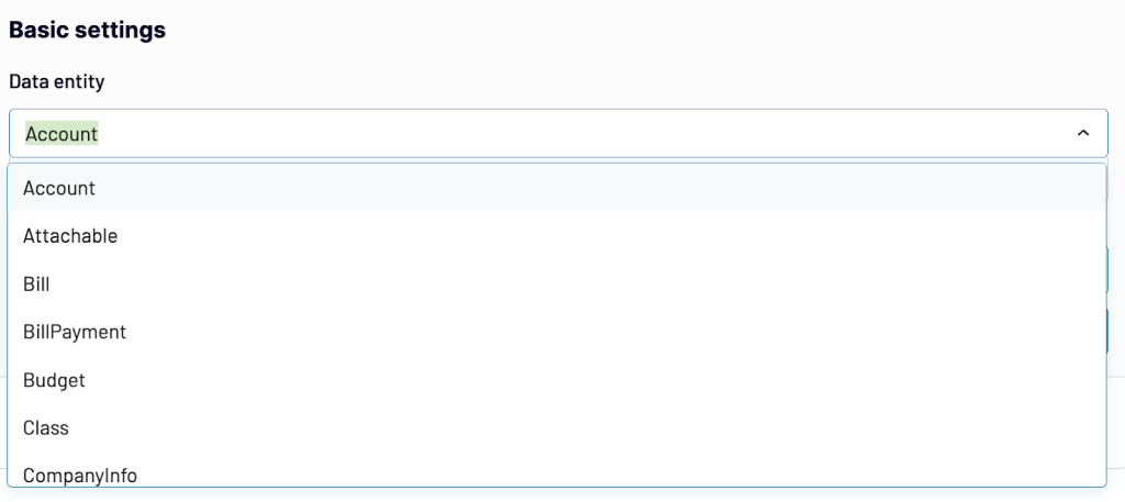 QuickBooks data entity