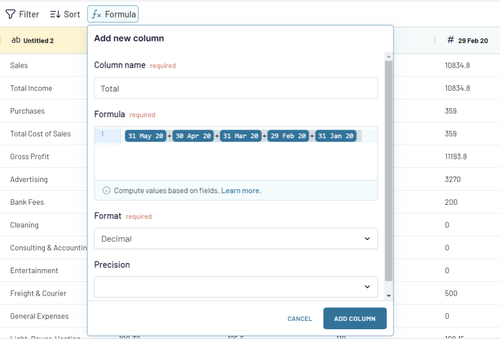 Sum multiple rows in Google Sheets using Coupler.io