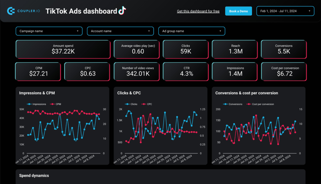 tiktok ads dashboard