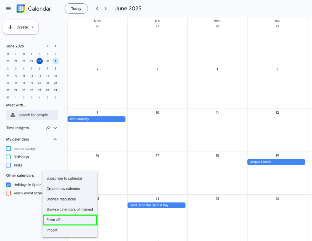 1 export calendar asana