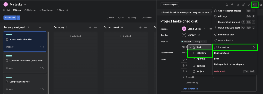 1 export milestones asana