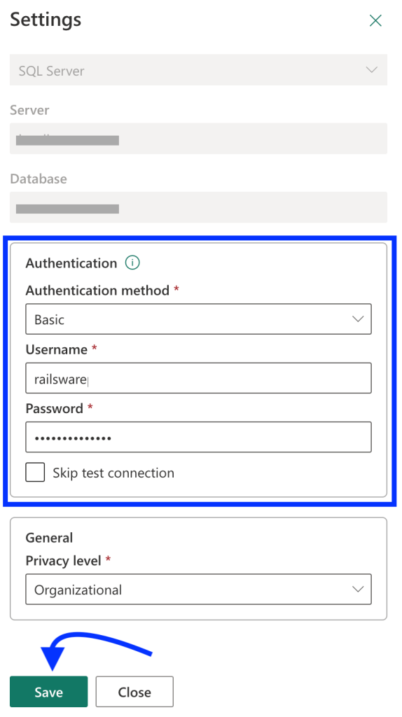10 enter credentials to connect to power bi directquery