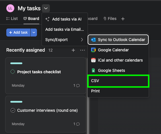 2 export milestones asana