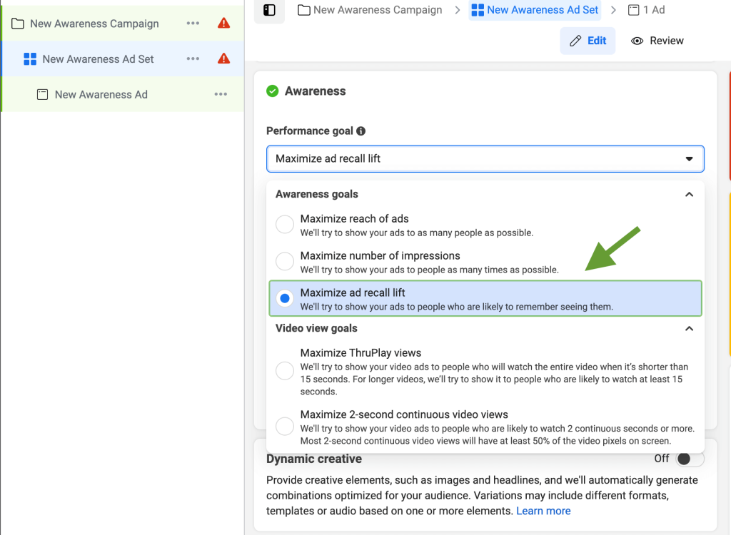 2. Maximize ad recall lift