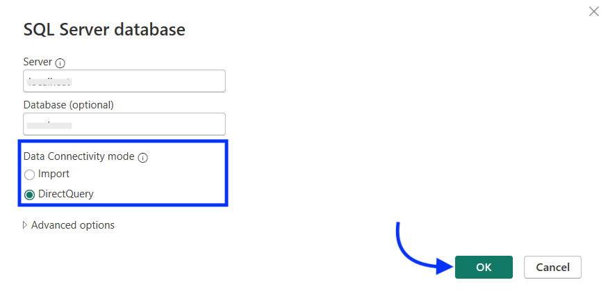 3 connect to a database using directquery