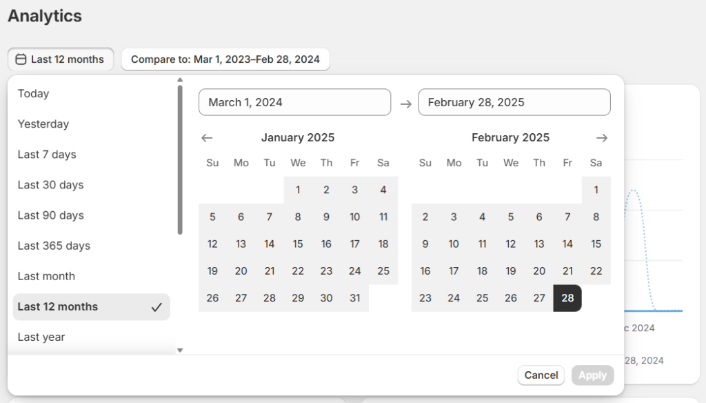 7 shopify analytics adjust report period