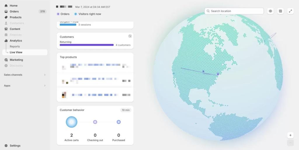 8.4 shopify analytics dashboard live view