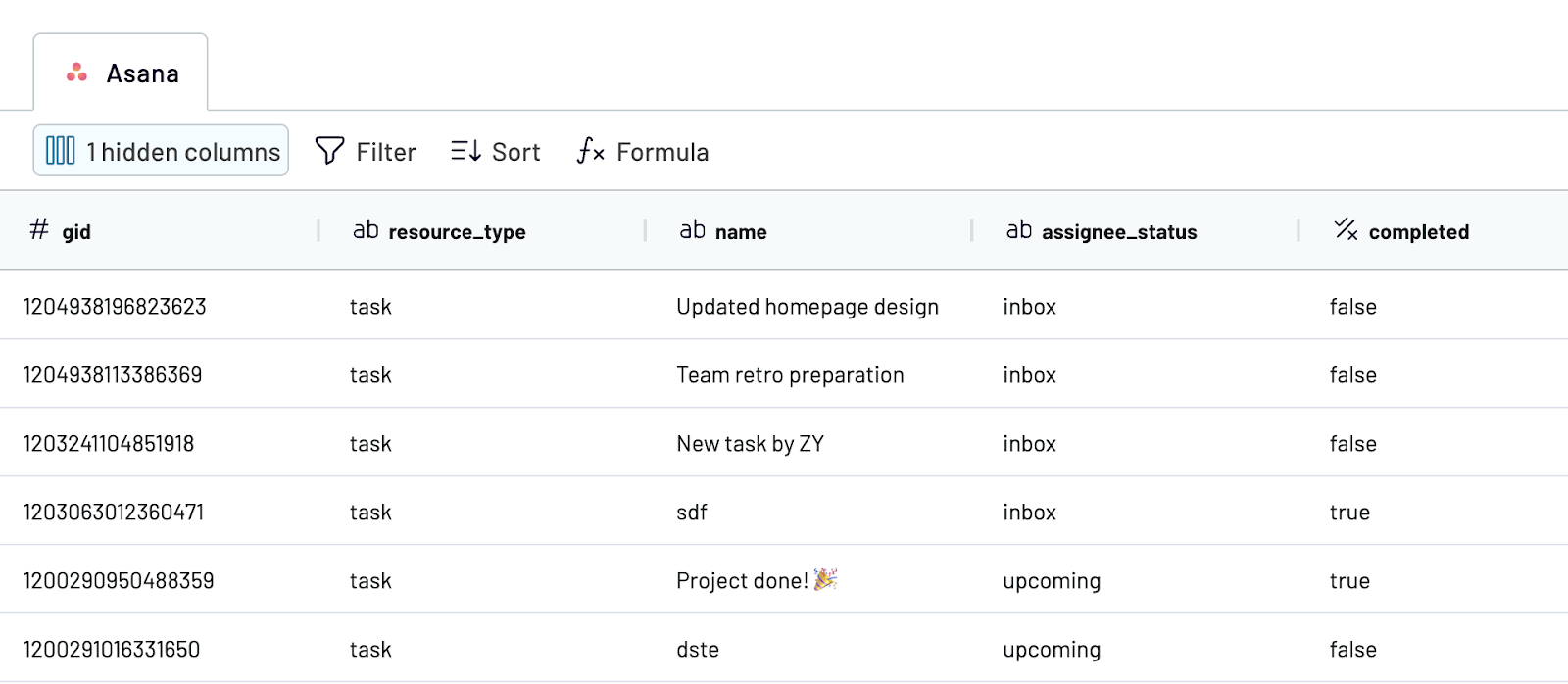 Exportar datos del historial desde Asana
