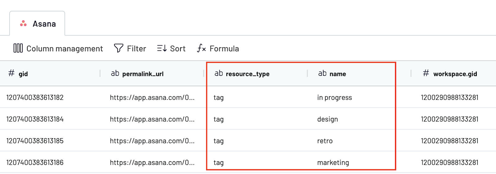 Exportar etiquetas de Asana