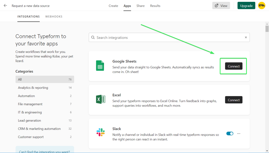 Connect Google Sheets