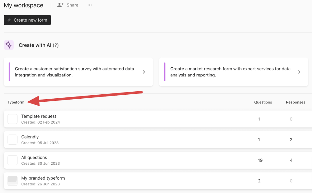 select the form which you want to export