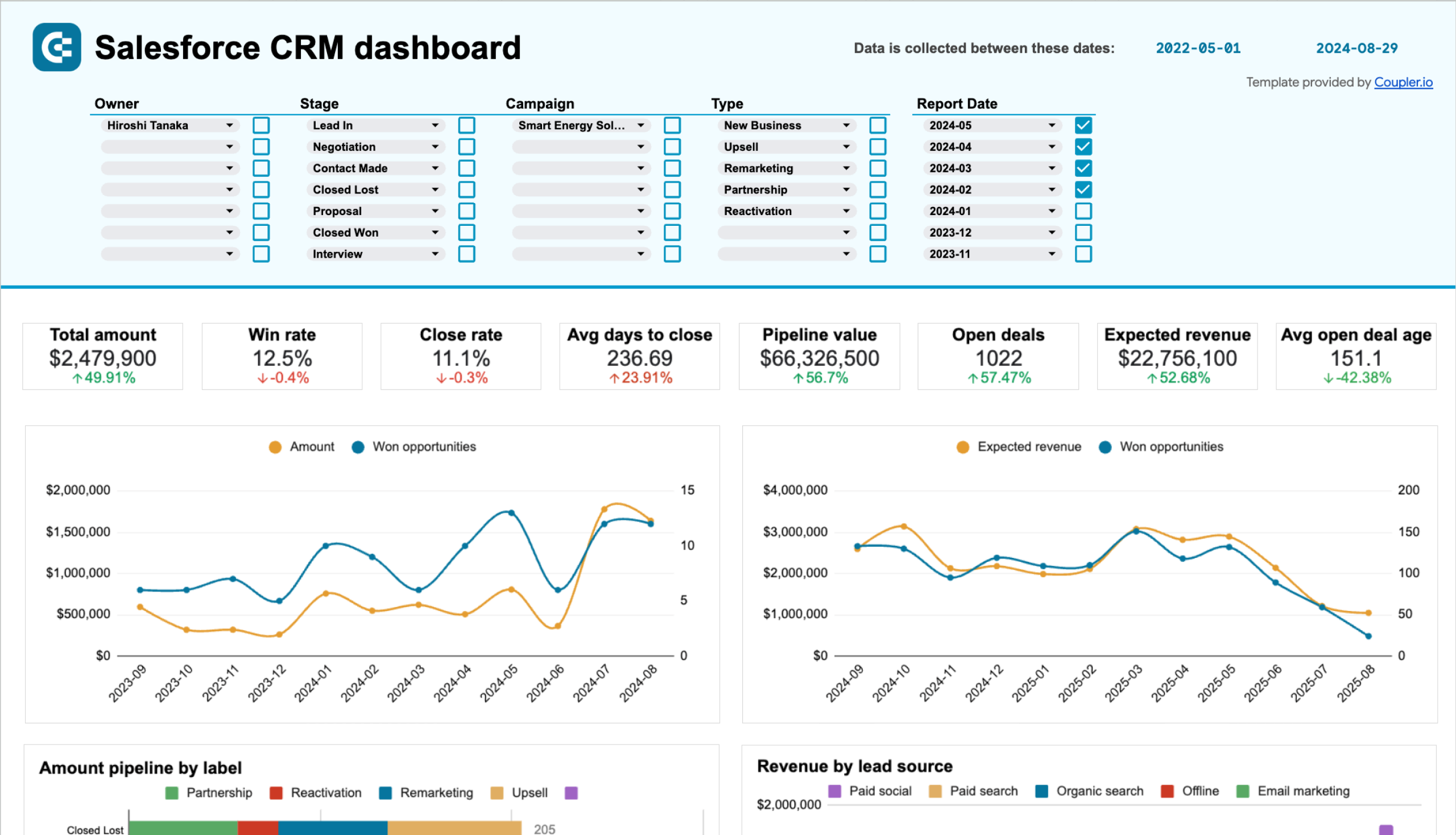 salesforce crm dashboard spreadsheets
