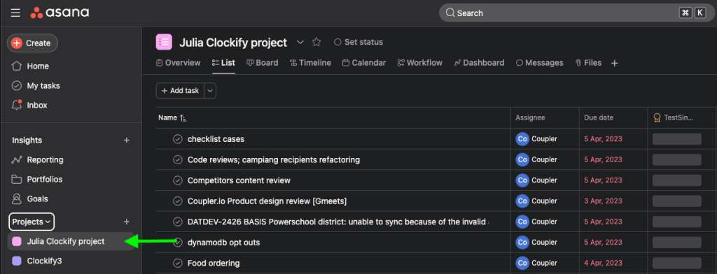 step 1 asana manual export