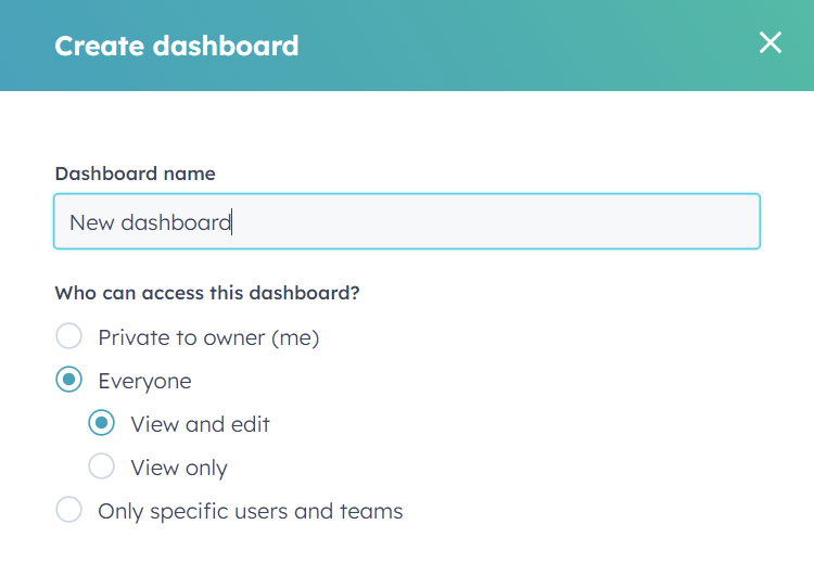 1.2.1 hubspot dashboard from scratch