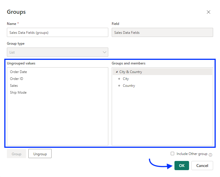 10 create data groups in parameter fields