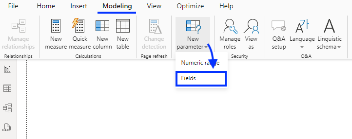 2 create a new field parameter in power bi