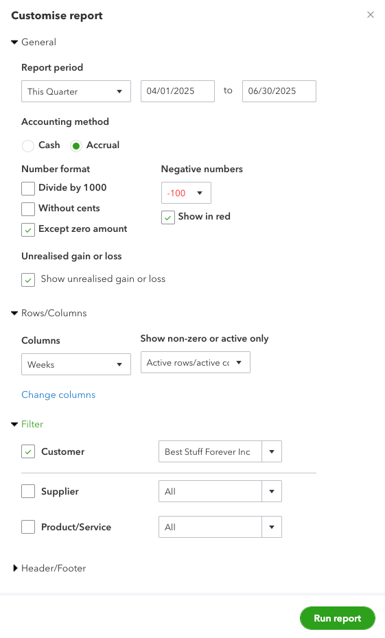 3 quickbooks online reports additional customization options