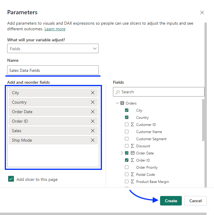 3 select fields to use as parameters